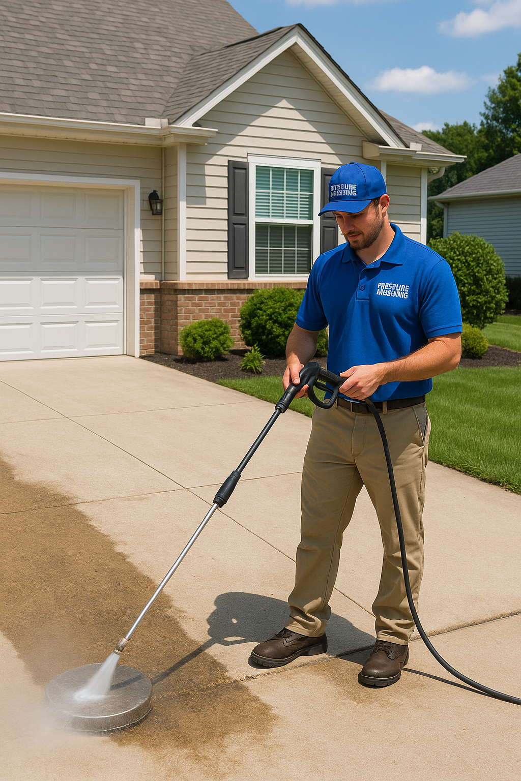 Surface cleaning with pressure washer